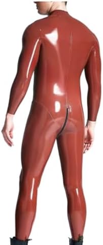 Men Latex Catsuit Neck Entry With 3D Crotch Zipper Catsuit Bodysuit Rubber Gummi Jumpsuit