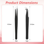 2PCS Stainless Tweezers, Sticker Tweezers Stainless Steel Straight and Curved Tip Tweezer for Eyelash Extensions Precision Electronics Nail Rhinestone Jewelry