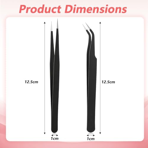 2PCS Stainless Tweezers, Sticker Tweezers Stainless Steel Straight and Curved Tip Tweezer for Eyelash Extensions Precision Electronics Nail Rhinestone Jewelry