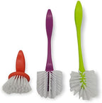Handy Housewares 3 Piece Durable Dish Cleaning Scrubbing Brush Set - Multiple Brush Sizes