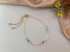 pearl bracelet for women adjustable length white cultured freshwater pearl statement bracelet with 14K gold plated jewelry wedding birthday Gift