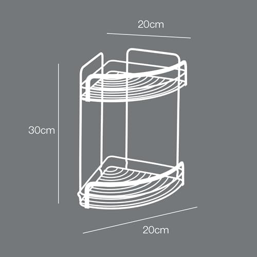 Metaltex Origin 2-Tier Corner Shelf – Wall-mounted Bathroom Storage Rack for Shower Essentials and Bath products - Touch-Therm Lava, 30 x 20 x 20 Centimeters