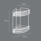 Metaltex Origin 2-Tier Corner Shelf – Wall-mounted Bathroom Storage Rack for Shower Essentials and Bath products - Touch-Therm Lava, 30 x 20 x 20 Centimeters