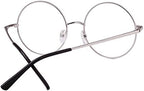 Agstum Retro Round Metal Non-Prescription Eyeglasses Frame with Spring HInge Clear Lens
