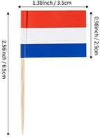 JAVD CYPS 100 Pcs Netherlands Flag Dutch Toothpick Flags, Small Mini Stick Cupcake Toppers Dutch Flags,Country Picks Party Decoration Celebration Cocktail Food Bar Cake Flags