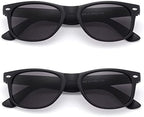 2 Pack Reader Sunglasses for Men Women Classic Rectangle Reading Glasses Outdoor Full Lenses Magnifying Eyewear UV Protection Matte Black +2.5