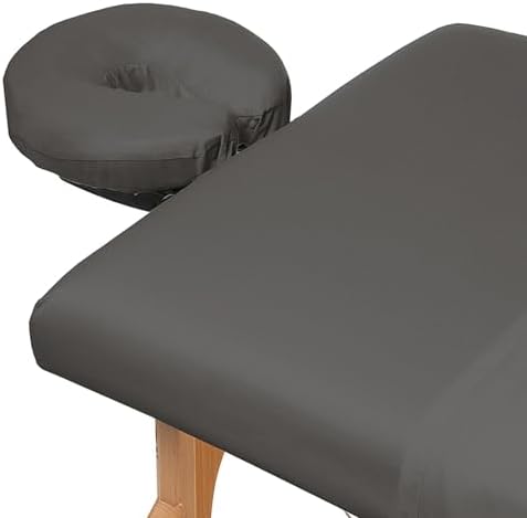 Saloniture 3-Piece Microfiber Massage Table Sheet Set - Premium Facial Bed Cover - Includes Flat and Fitted Sheets with Face Cradle Cover - Gray
