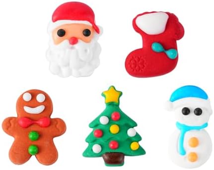 Edible Christmas Cake Decorations, Holiday Cupcake Toppers, Royal Icing Decorations, Gingerbread House Candy Edible Cookies Chocolates Baking Christmas Toppers, 35 pcs