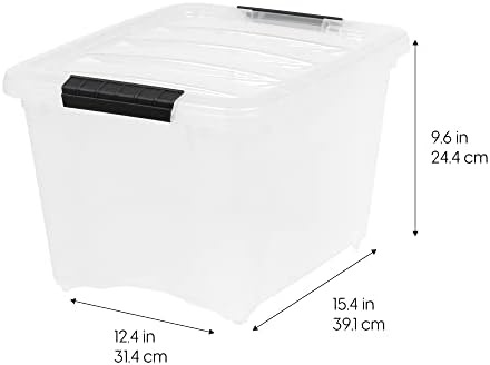 IRIS USA 19 Qt Stackable Plastic Storage Bins with Lids, 6 Pack - BPA-Free, Made in USA - Discreet Organizing Solution, Latches, Durable Nestable Containers, Secure Pull Handle - Pearl