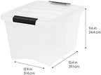 IRIS USA 19 Qt Stackable Plastic Storage Bins with Lids, 6 Pack - BPA-Free, Made in USA - Discreet Organizing Solution, Latches, Durable Nestable Containers, Secure Pull Handle - Pearl