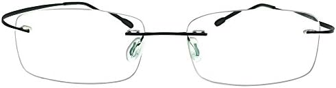 Rimless Computer Readers +1.25 Mens Womens Black Frame Reading Glasses Spectacles w Case
