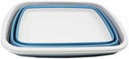 SAMMART 10L (2.6 Gallons) Collapsible Tub - Foldable Dish Tub - Portable Washing Basin - Space Saving Plastic Washtub (Grey/Steel Blue, 1)