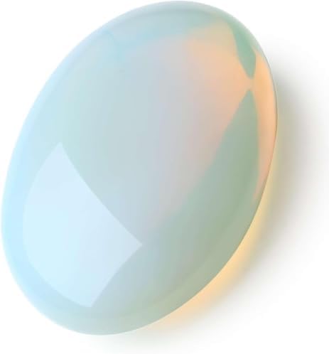 Natural Large Opalite Gemstone Polished Palm Stone Healing Crystals Thick Natural Reiki Worry Stone Energy Balancing Anxiety Stress Relief Meditation 1 Pc