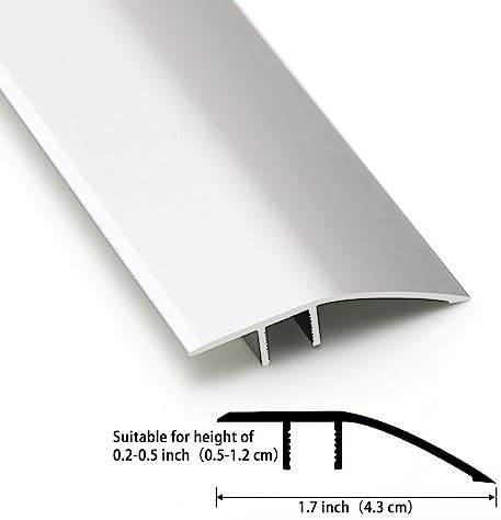 Gaahing Aluminum Floor Transition Threshold Strip, Bridge The Height Gap Between 0.2 to 0.5 inches for Doorway Ramp Tiles Laminate Planks (35.4in x 1.7in, Matte Silver)