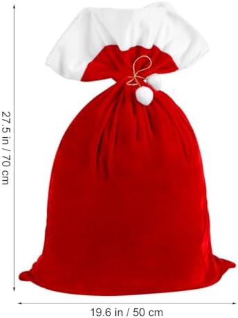 ABOOFAN Large Christmas Drawstring Bag Velvet Christmas Santa Claus Bag for Xmas Present Storage Winter Holiday Party Supply 27.5 x 19.6 Inches