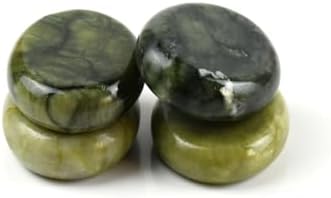 4Pcs Hot Massage Stones Set Green Jade Heated Warmer Stone for Spa Massage 2.36 x 1.96in (6x5cm)