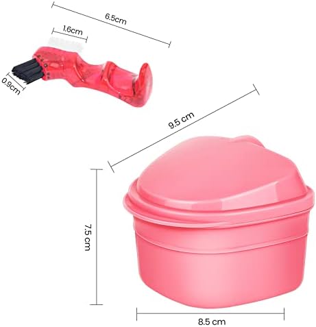 Y-Kelin Denture Bath Box And Denture Brush Denture&Retainer Set Cleaner (pink)
