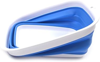 SAMMART Set of 2-7.7L (2 Gallon) Collapsible Tub - Foldable Dish Tub - Portable Washing Basin - Space Saving Plastic Washtub (2, Blue)
