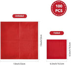 Ottin 100-pack Red Vanlentine's Paper Dinner Napkins, 3-Ply 6.5 x 6.5 Inch Disposable Luncheon Napkins for Birthday, Wedding Party, Engagement, President's Day, Mother's Day, Memorial Day