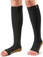 Ailaka Medical Zipper Compression Socks, 15-20 mmHg Knee High Open Toe Compression Socks for Men Women, Support Socks for Varicose Veins, Edema