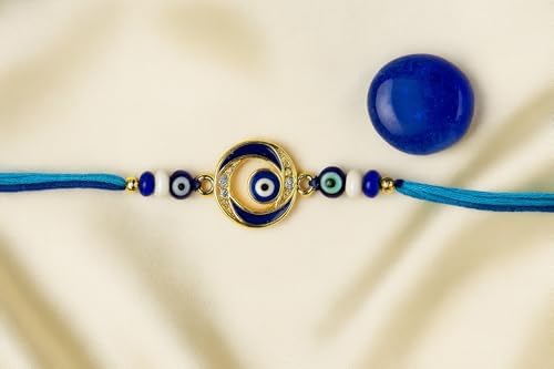 Evil Eye Rakhi for Brother | Handcrafted Traditional Indian Bracelet | Raksha Bandhan Gift for Men