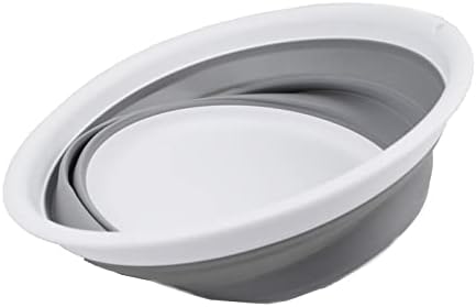 SAMMART 7.5L Set of 2 Collapsible Tub - Foldable Dish Tub - Portable Washing Basin - Space Saving Plastic Washtub (Grey + Dark Sea Green)