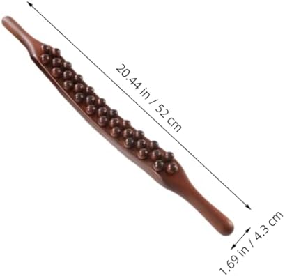 FRCOLOR 37-Beads Massage Stick for Full Body Gua Sha Therapy Multifunctional Muscle Massager Roller for Deep Tissue and Meridian Massage Back and Abdominal Pain Relief Tool 20.47In