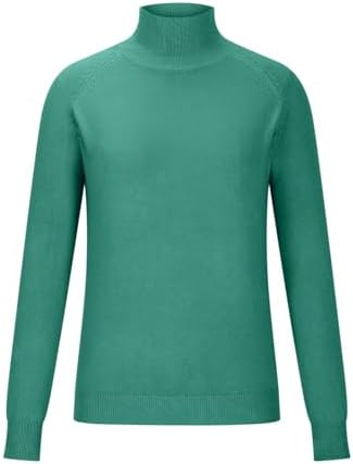 Women Fall Sweaters Long Sleeve Turtleneck Cotton Pullover Loose Fit Tops Casual Solid Jumper Fashion Comfy Clothes