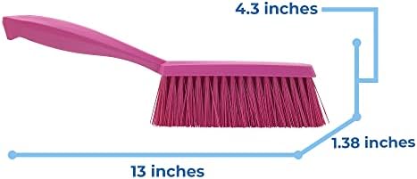 Vikan 45891 Bench Cleaning Brush, Polypropylene/Polyester Medium Bristle Dustpan Brush & Sweeper, 14 Inch, Pink