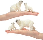Toymany 6PCS Polar Bear Figurines Toy with Polar Bear Cub, 2-4" Realistic Plastic Arctic Animals Figures Family Set for Christmas Educational Toys Cake Toppers Birthday Gifts for Kids