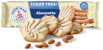 Voortman Bakery #1 in U.S. ZERO SUGAR COOKIES - Iced Almonette Cookies (Pack of 4 x 8 Oz Ea) Made Real ingredients ... Delicious!