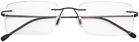 Eyekepper Frameless Reading Glasses for Men Reading - Rectangle Rimless Reader Eyeglasses Brown +1.75