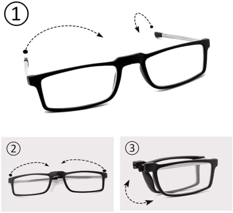 GOOSEN Reading Glasses for Women Men, Keychain Bags Compact Folding Readers, Clear Lens Blue light Glasses Spring Hinge