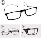 GOOSEN Reading Glasses for Women Men, Keychain Bags Compact Folding Readers, Clear Lens Blue light Glasses Spring Hinge
