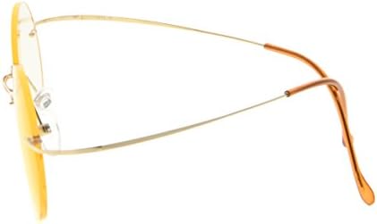 CessBlu Rimless Anti Blue Ray Titanium Round Computer Glasses Women Men Reading Eyeglass