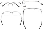Eyekepper Mens Half-Rim Reading Glasses Memory Readers with Bendable Titanium Bridge and Temple (Gunmetal,+3.50)
