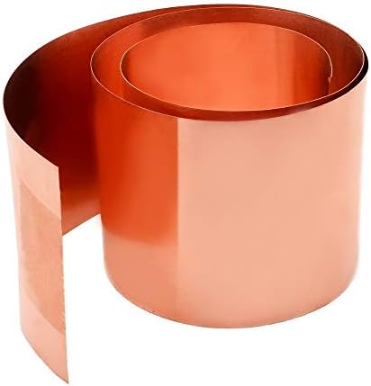 Pure Copper Foil Metal Copper Sheet Plate Cut Material Rolls- General Use DIY Or Contractors 200 * 1000Mm,0.03mm*200mm*1000mm