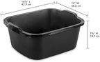 18 Qt. Dishpan, Multi-Purpose Plastic Wash Tub, Kitchen, Sink, Black