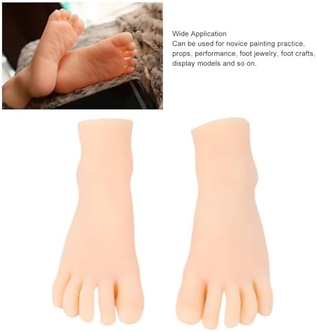 Realistic Silicone Feet, 1 Pair Soft Silicone Silicone Foot Mannequin, 19-20 Size Dummy Foot Model for Practicing Drawing Props Performances