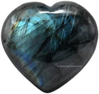 Amazing Gemstone Labradorite Crystal Heart Palm Stone - Pocket Massage Worry Stone for Natural Body Chakra Balancing, Reiki Healing and Crystal Grid