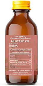 AYURVEDASHREE Mustard Oil 3.38 fl oz.. Cold Pressed Oil, Extracted on Wooden Churnerto Sustain maximum nutrition, 100% Pure & Natural, No GMO, Untreated and Unrefined, Cooking & Flavor Enhancer in Many Cuisines, 100 ML