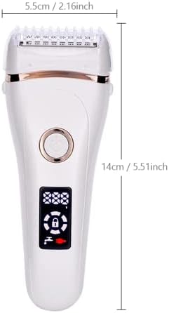 Electric Lady Shaver Bikini Trimmer, Wet & Dry Rechargeable Cordless Painless Electric Razor for Women, LED Display Razor for Legs Underarms (White)