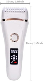 Electric Lady Shaver Bikini Trimmer, Wet & Dry Rechargeable Cordless Painless Electric Razor for Women, LED Display Razor for Legs Underarms (White)