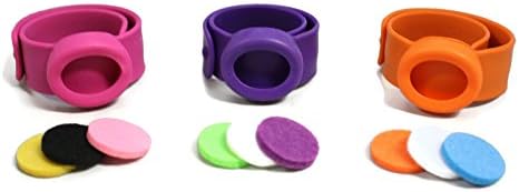 Kids Essential Oil Diffuser 3 Slap Bracelet Sweet Set - Pink, Orange, Purple- Girls- Unscented