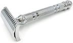 Parker Open Comb Double Edge Safety Razor – Heavyweight Chrome Handle for Closer Shaves – Includes 5 Razor Blades – Ideal for Men with Thick or Coarse Beards (24C-Chrome)