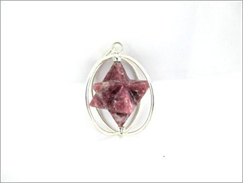Jet Lepidolite Spinning Star Merkaba Pendant 1 inch Crystal Therapy Chakra Balancing Treatment Healing Stress Relief Enhances; Awareness visualization.