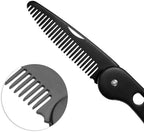 Stainless Steel Folding Beard Comb, Portable Multifunction Anti Static Comb for Men Mustache Styling