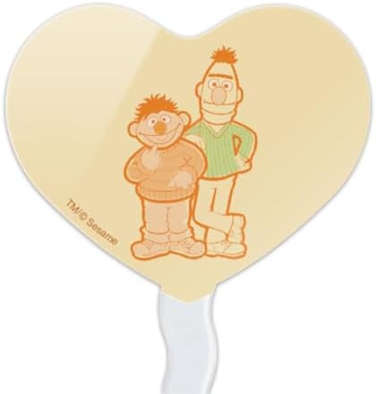 Sesame Street Bert and Ernie Distressed Heart Love Cupcake Picks Toppers Decoration Set of 6