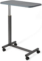 Medline Adjustable Overbed Bedside Table with Wheels, Great for Hospital Use or At Home as Bed Tray, Composite Table Top