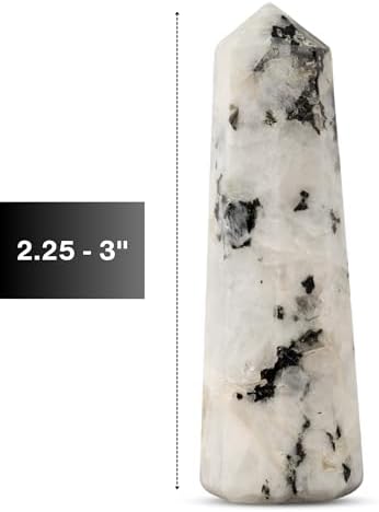 Rainbow Moonstone Healing Crystal Tower Obelisk – Crystals and Healing Stones for Meditation, Reiki, Chakra Balancing, and Crystal Grids – Crystal Points for Home or Office – Spiritual Decor & Gift